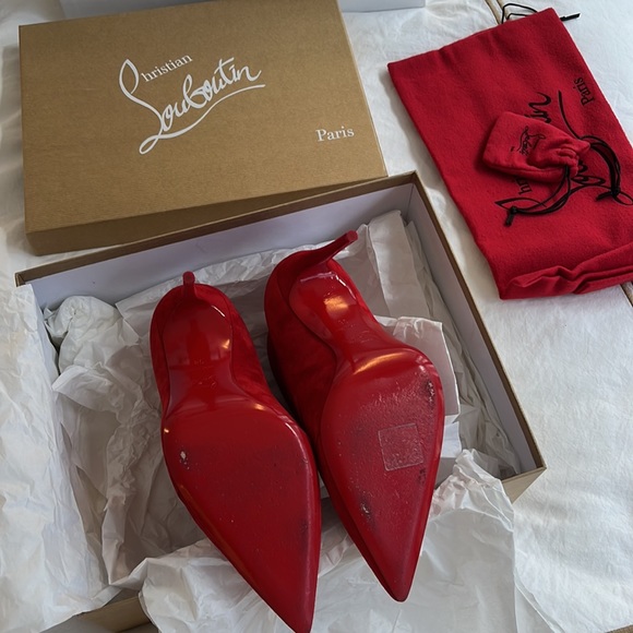 Red velour booties